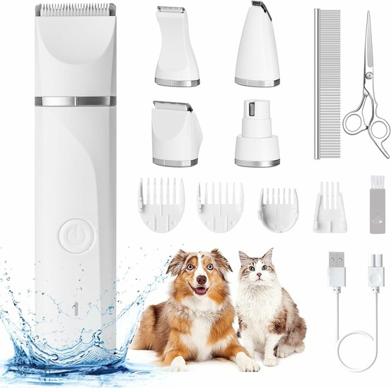 Kit tondeuse 4‑en‑1 pour animaux – corps, pattes & griffes