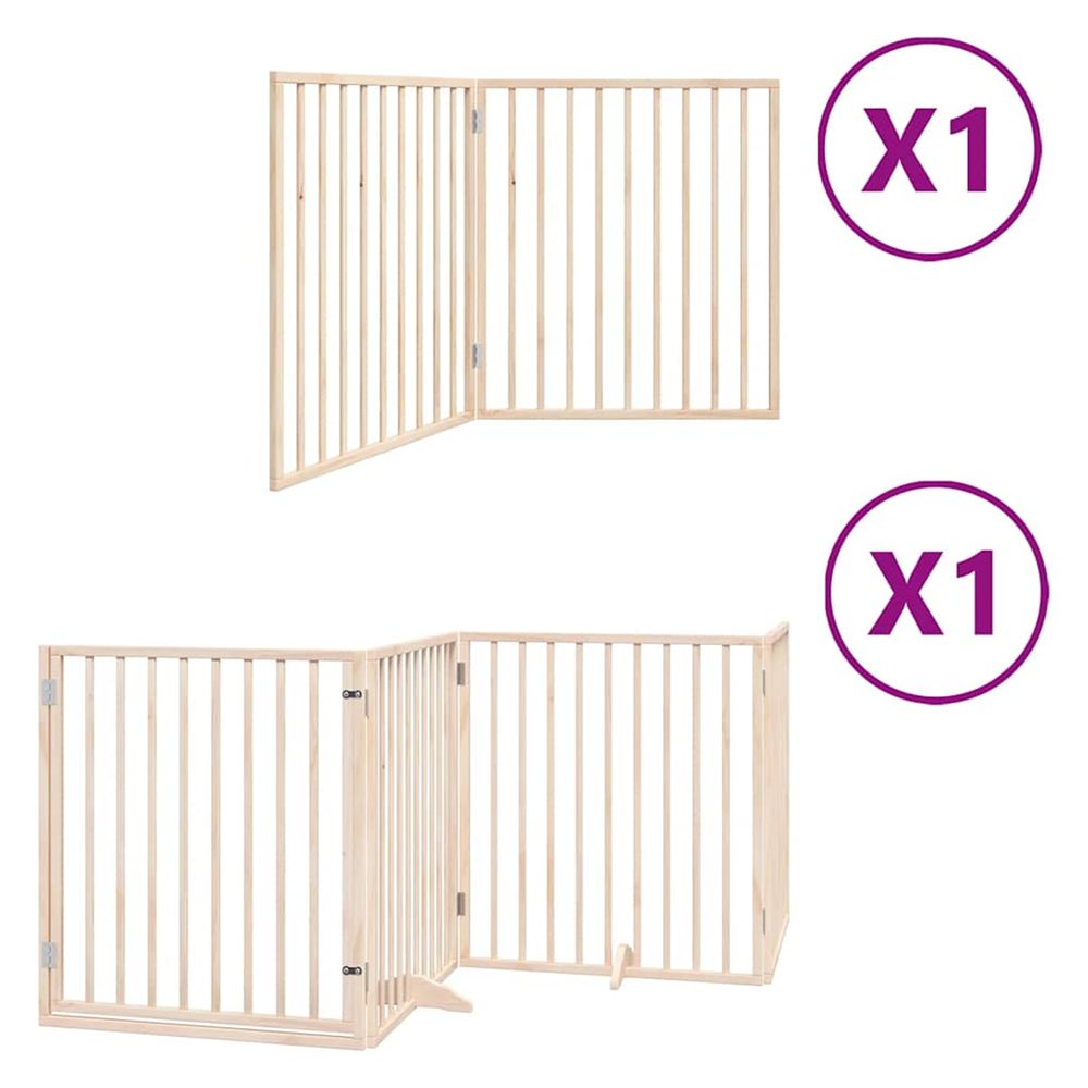 Barrière pour chien avec porte pliable 6 panneaux bois peuplier