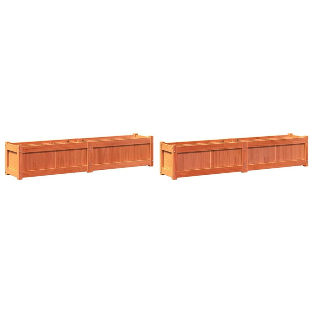 Jardinière bac lit surélevé plantes fleurs jardin terrasses lot de 2 cire bois de pin massif marron