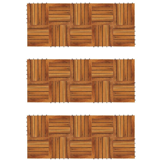 Tuiles de terrasse modèle vertical 30 x 30 cm acacia 30 pcs