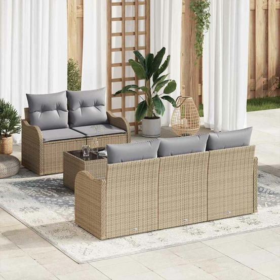 Ensemble de canapé de jardin beige polyrotin