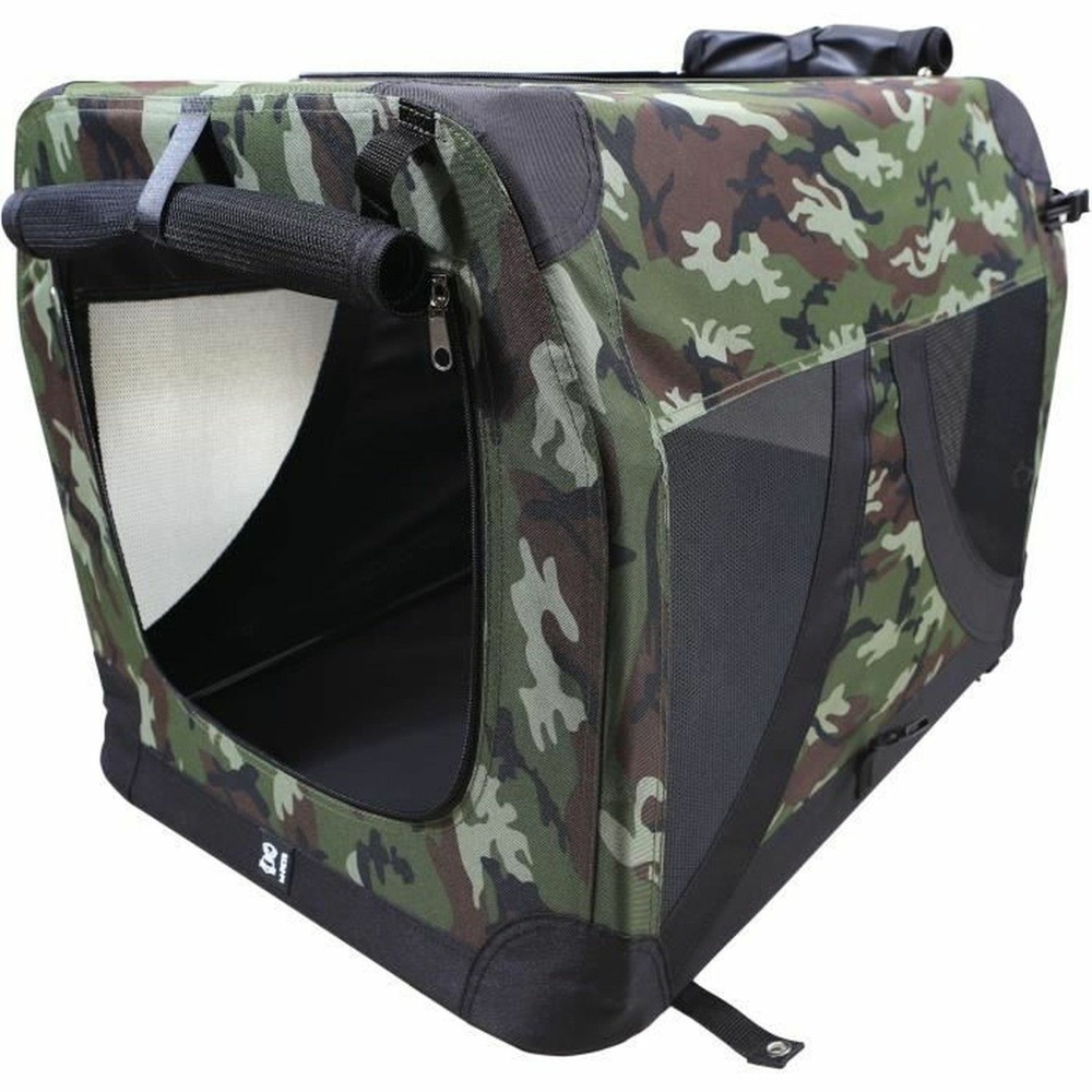 Caisse de transport comfort crate l - camouflage - pliable - cadre métallique - grilles d'aération