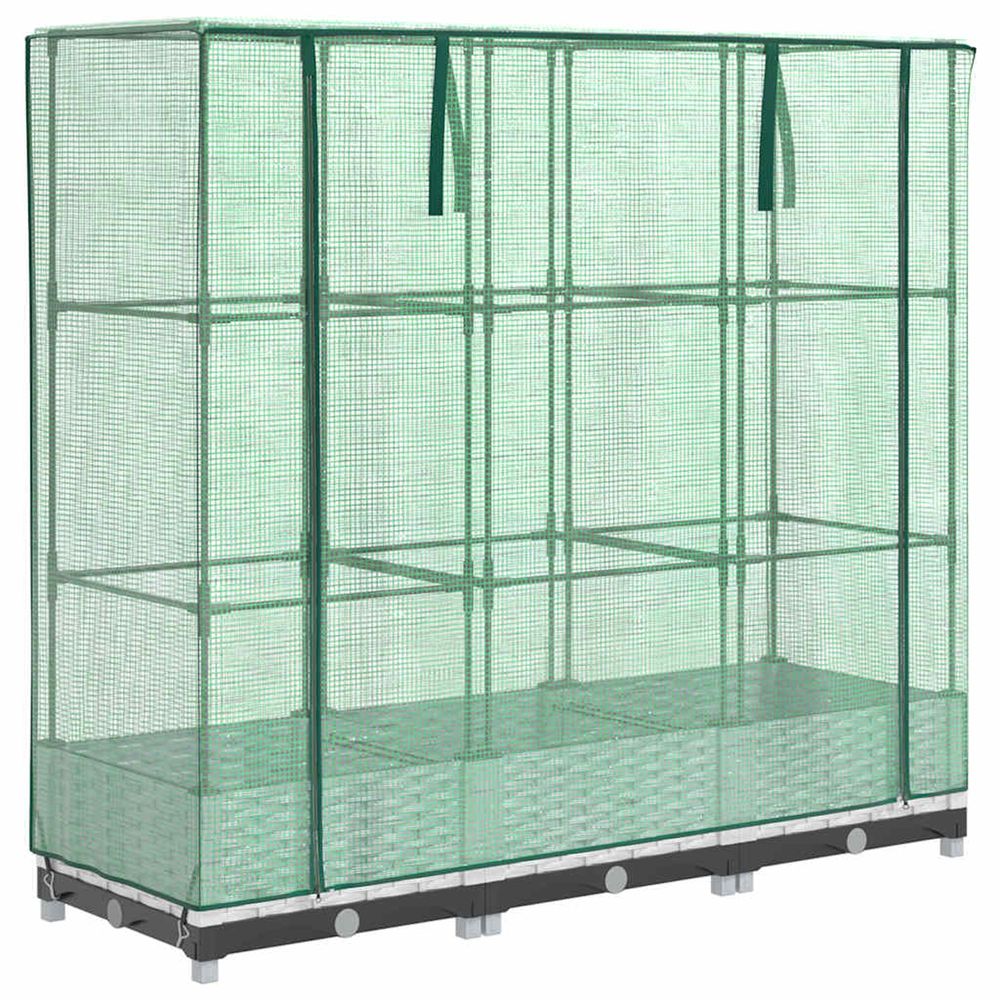 Jardinière d'extérieur surélevée avec housse aspect rotin 120x40x123 cm
