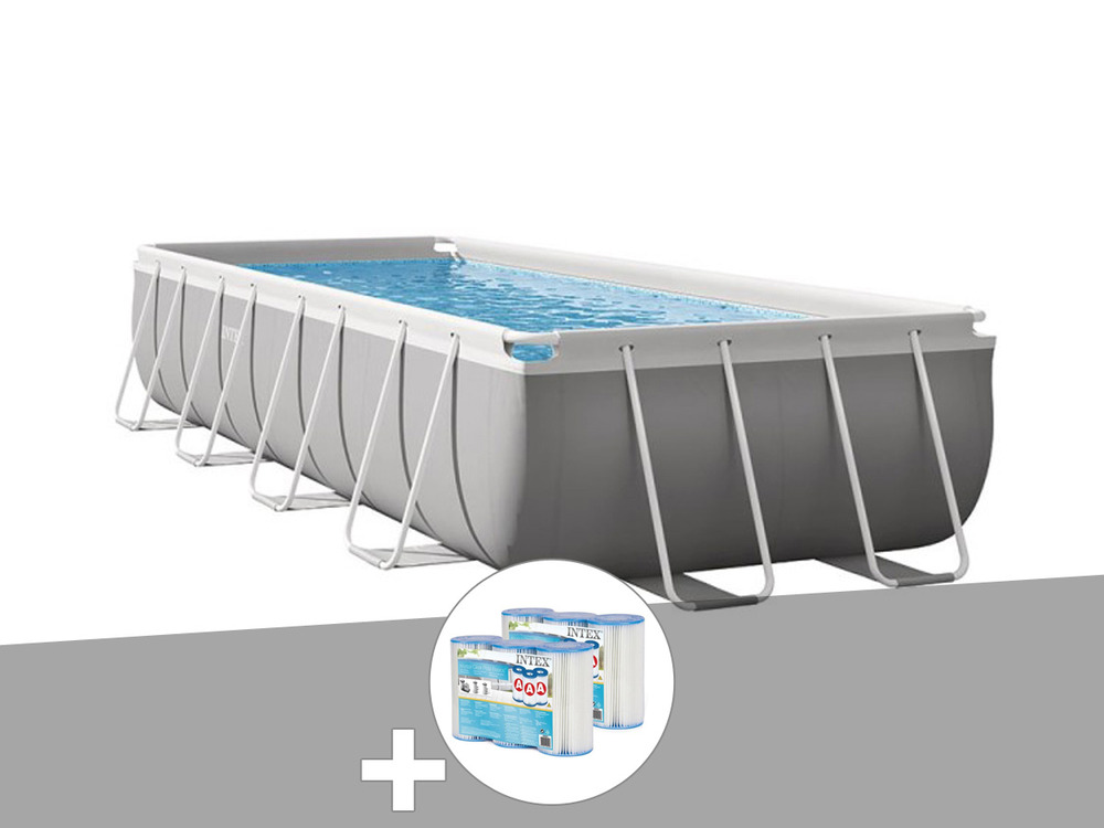 Kit piscine tubulaire prism frame rectangulaire 4,88 x 2,44 x 1,07 m + 6 cartou