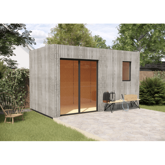 Bureau de jardin 4 saisons en bois 4,4 x 2,4 x 2,7 m / isolation re2020 avec plancher isolé / menuiseries alu k-line