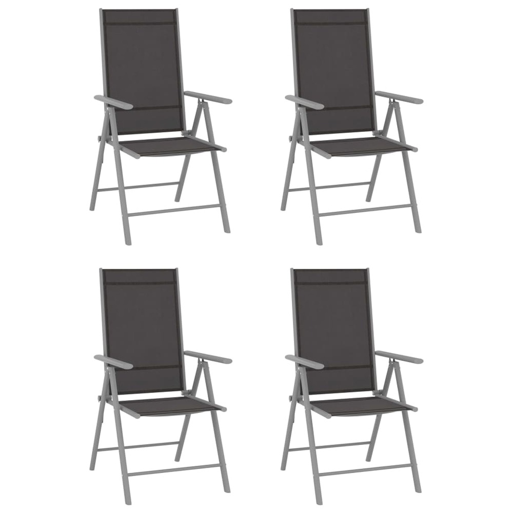 Chaises de jardin pliables lot de 4 textilène noir