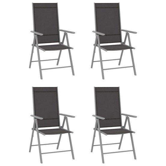 Chaises de jardin pliables lot de 4 textilène noir