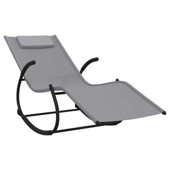 Chaise longue à bascule gris acier et textilène bain de soleil