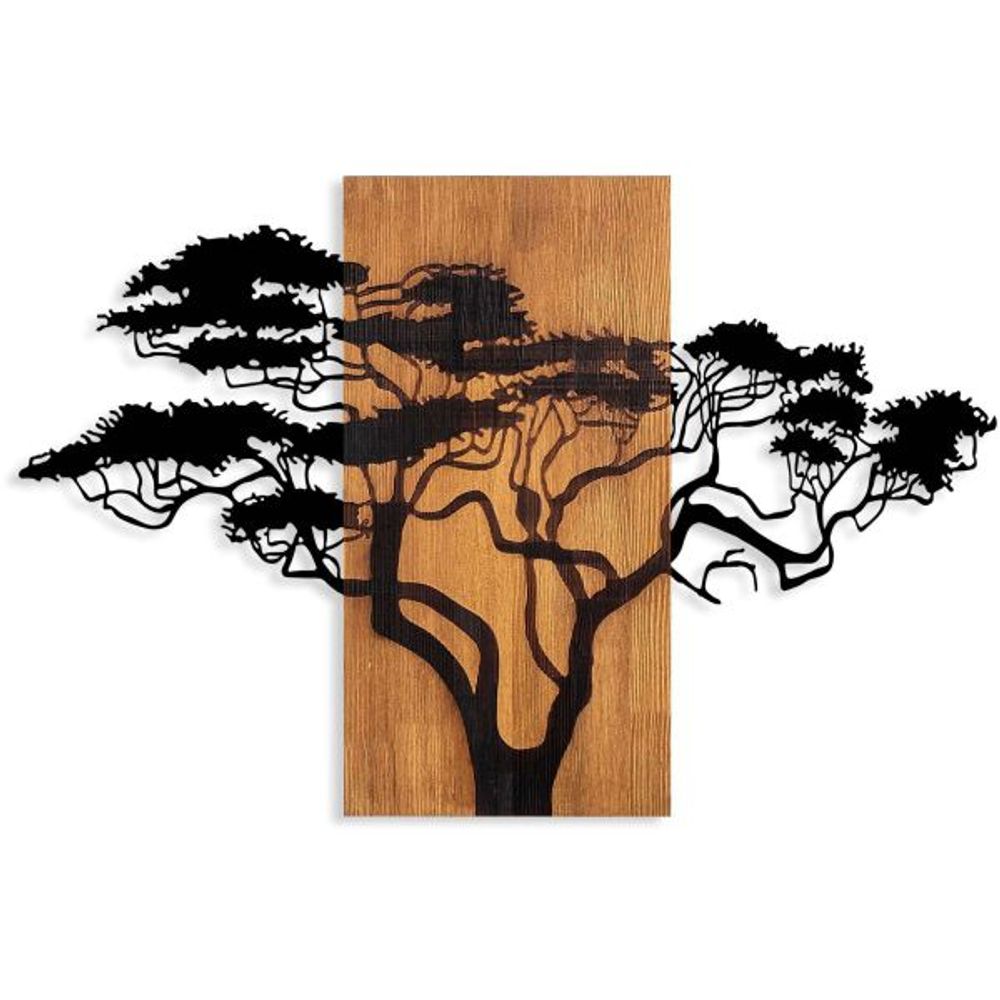 Décoration murale en bois et métal walnut arbre large