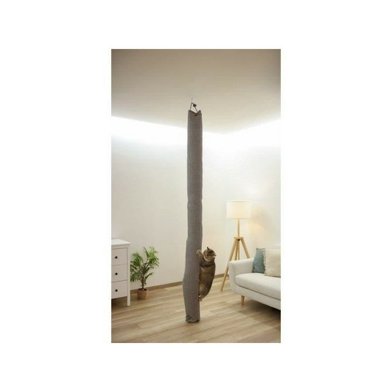 Sac d'escalade pour chats - kerbl - climber - 16 x 16 x 240 cm - fixation plafond - gris