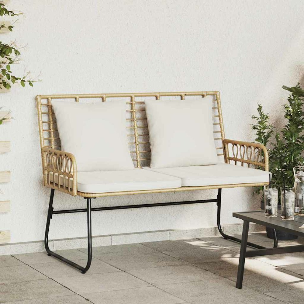 Banc de jardin marron et crème polyrotin