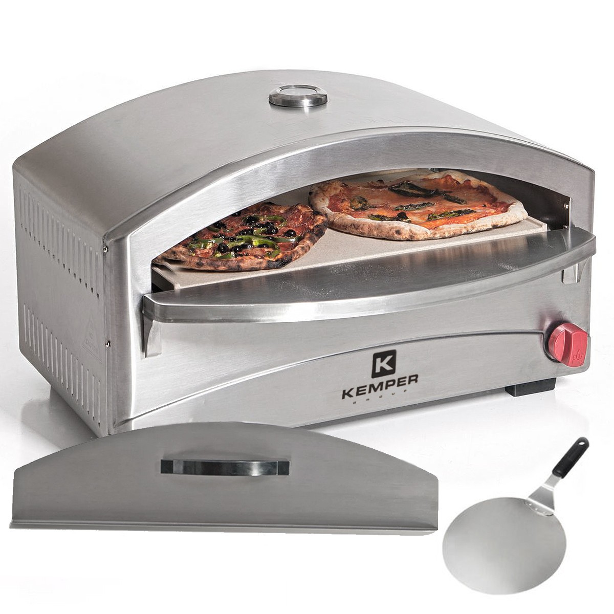 Four à pizza 4800w kemper inox cuisson pierre réfractaire 400°c max