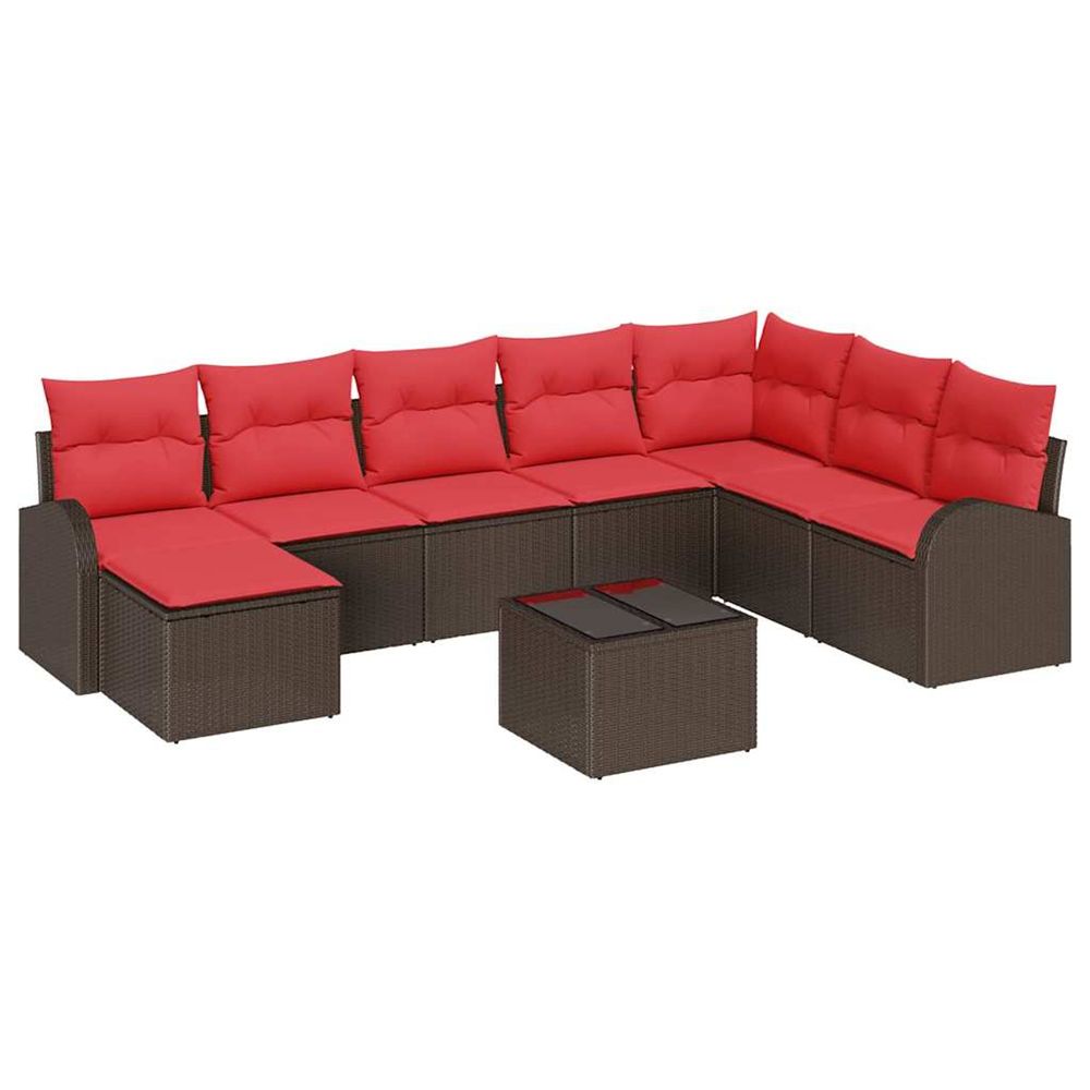 Ensemble de canapé de jardin 9 pc marron