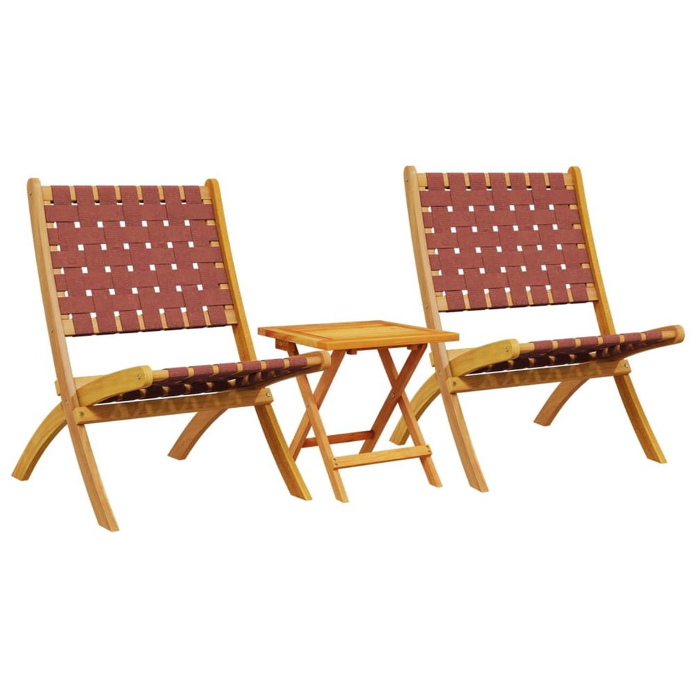 Ensemble de 2 chaises pliantes avec table en bois massif rouge