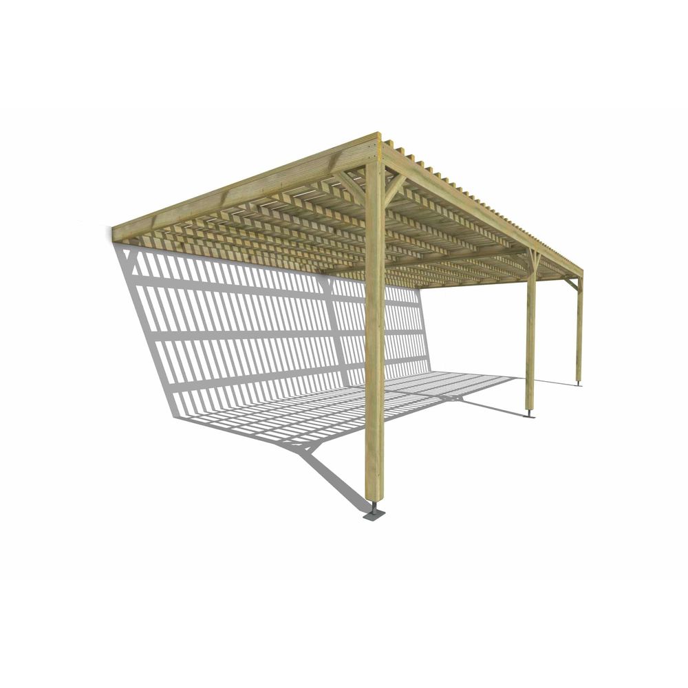 Pergola bois • 8m x 4m • adossée • sens largeur • lattage bois • livraison comprise