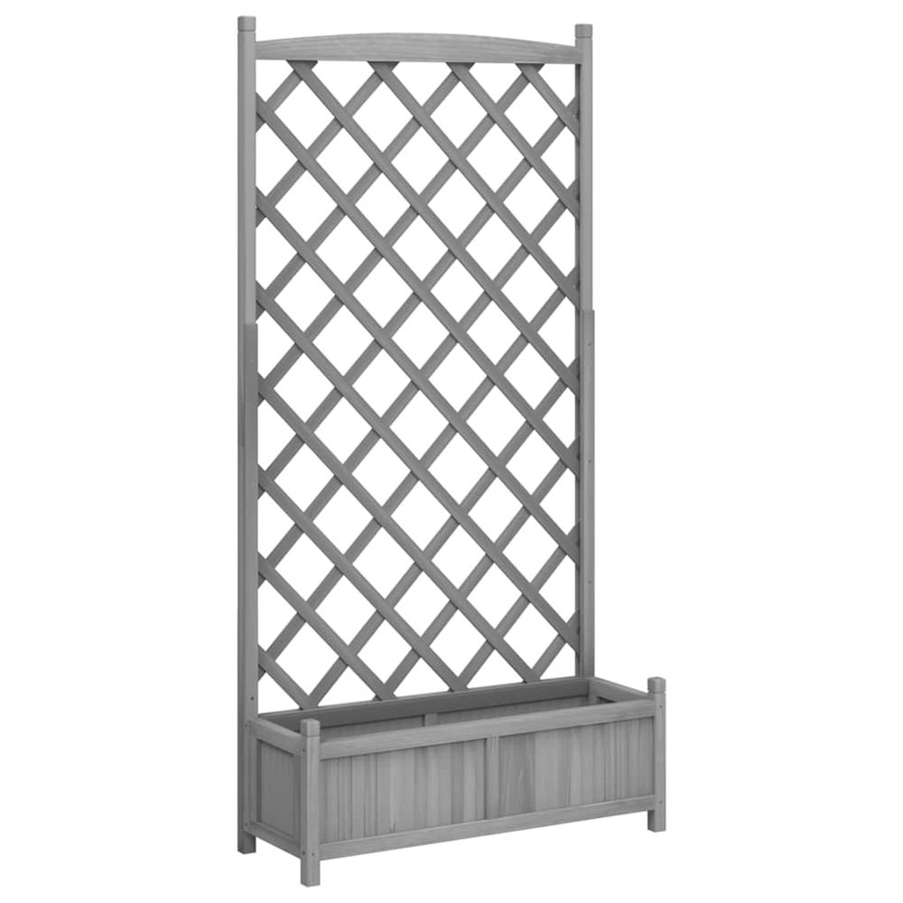 Jardinière d'extérieur avec treillis gris 90x35x180 cm bois massif de sapin
