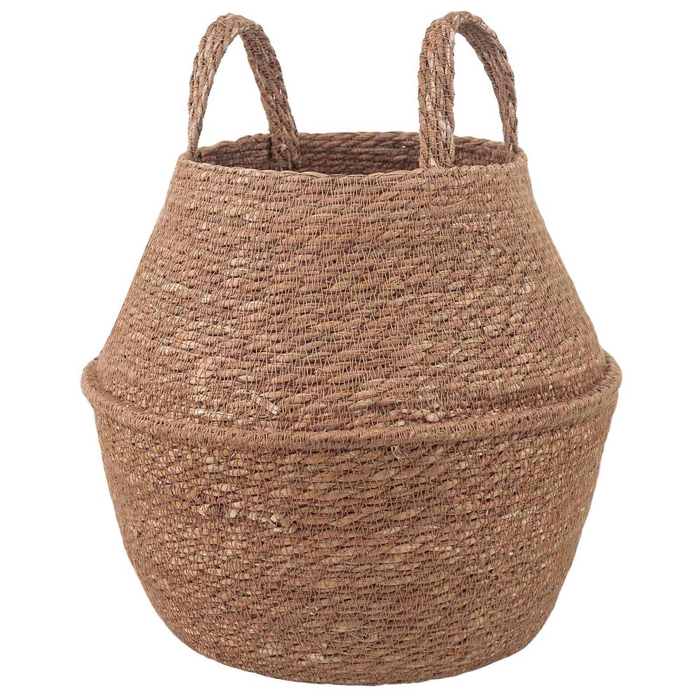 Cache-pot d'intérieur herbe marine naturelle tressée avec poignées naturel 22x20cm