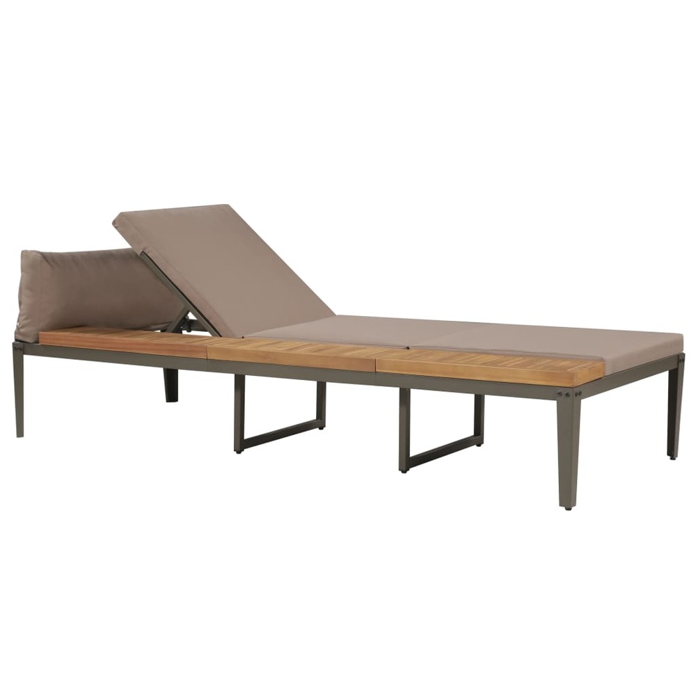 Chaise longue avec coussins bois d'acacia solide marron