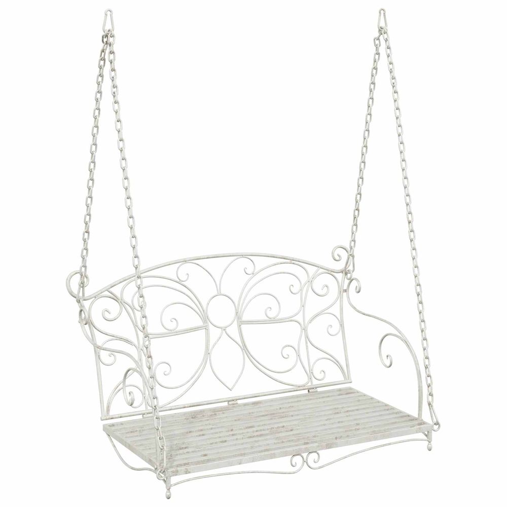 Banc balançoire acier 105,5 x 61 x 56 cm blanc antique