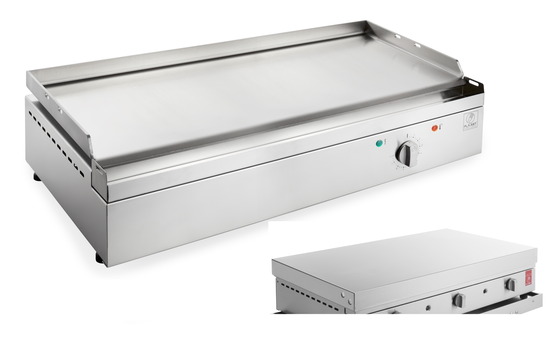 Plancha chef 80 elec - lisse + couvercle