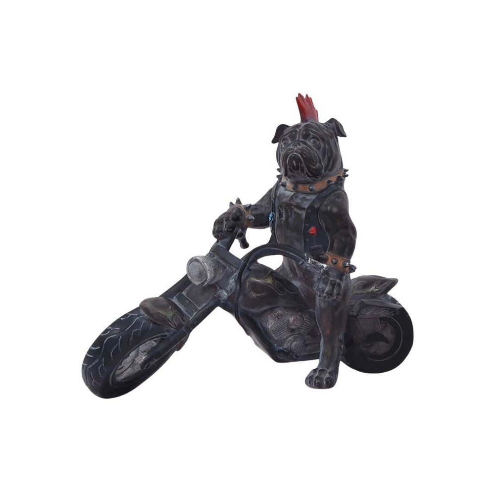 Statuette animal motard en polyrésine chien