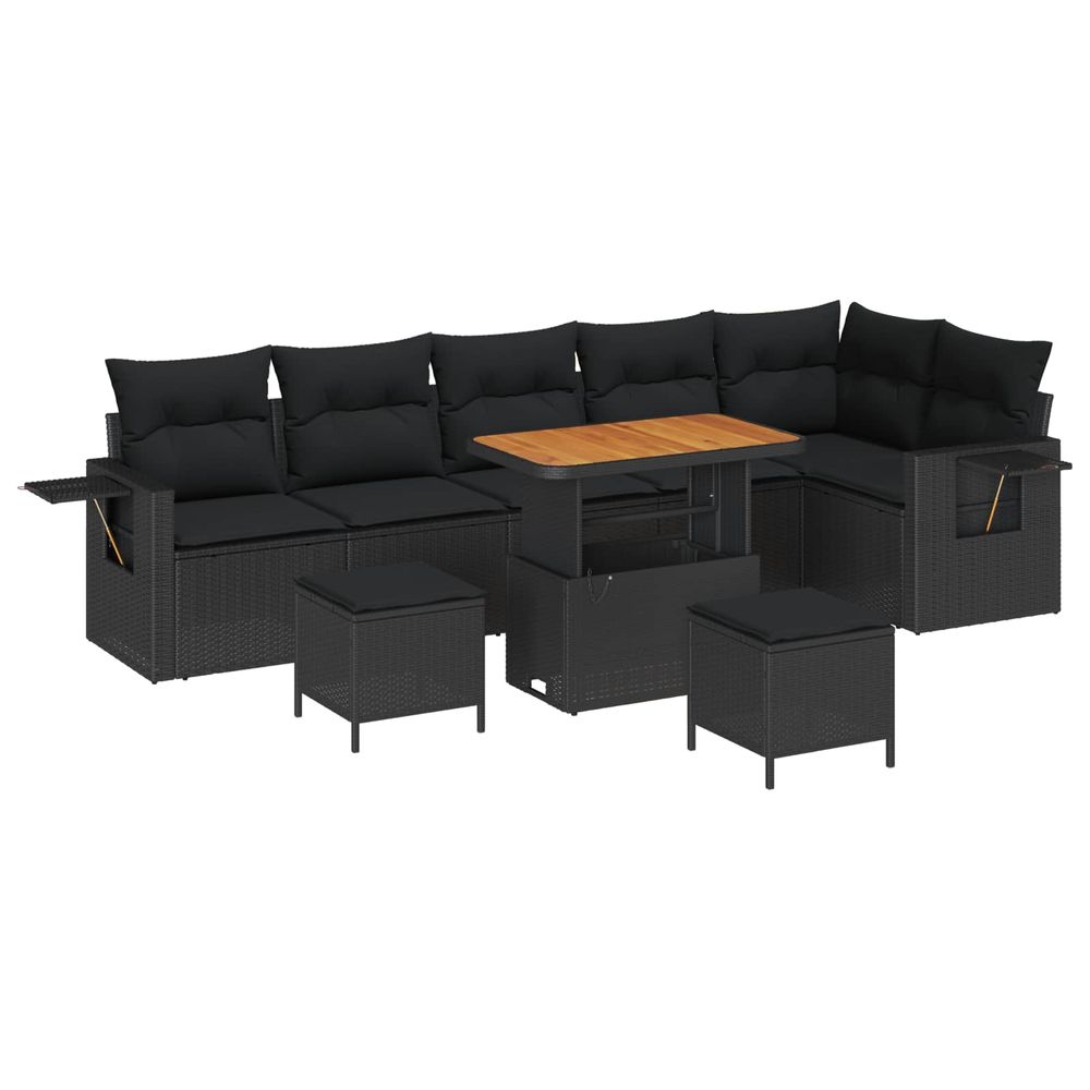 Ensemble de canapé de jardin 9 pc noir polyrotin