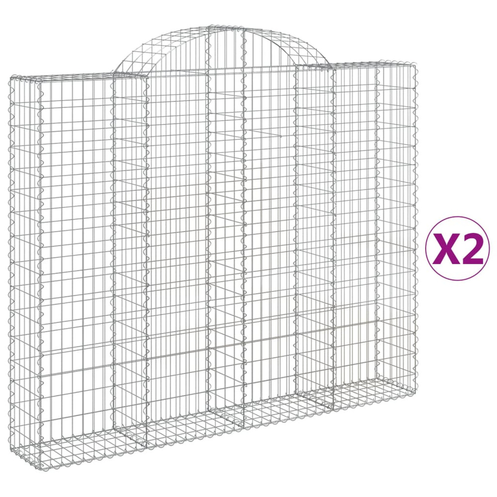 Paniers à gabions arqués 2 pcs 200x30x160/180 cm fer galvanisé