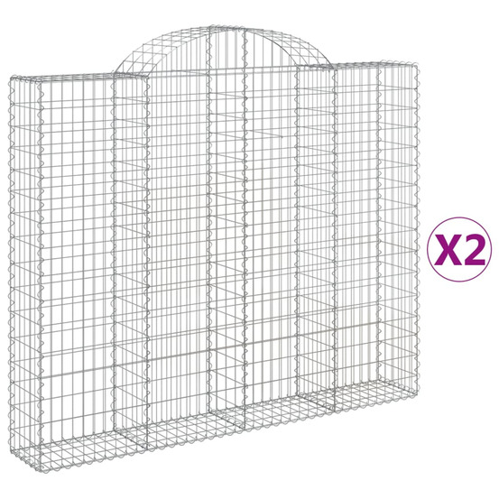 Paniers à gabions arqués 2 pcs 200x30x160/180 cm fer galvanisé
