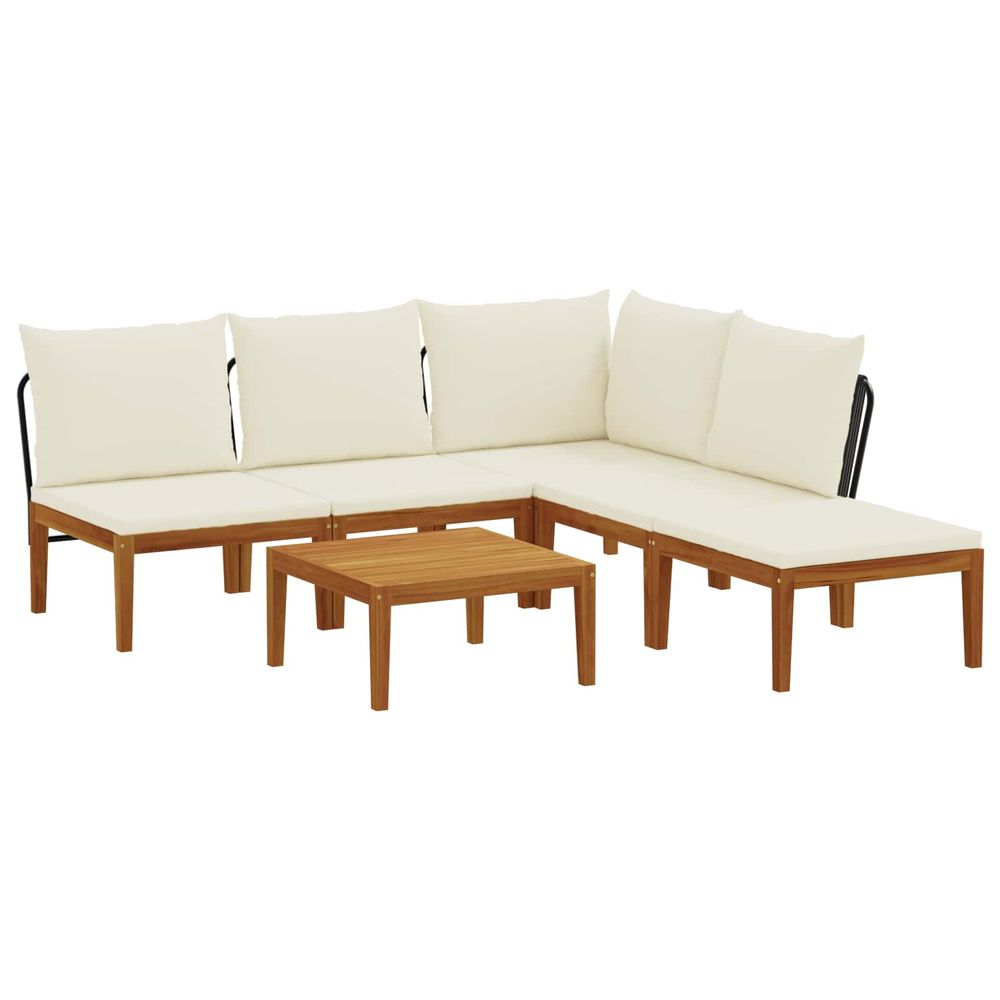 6 pc bois d'acacia massif et corde naturel