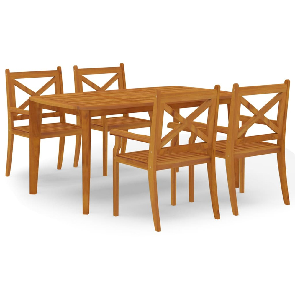 Ensemble à manger de jardin 5 pcs bois d'acacia solide