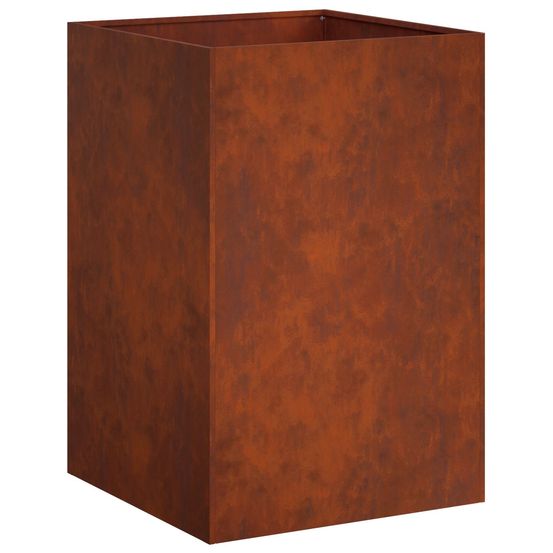 Cache-pot de jardin rouillé 40 x 40 x 75 cm acier patiné