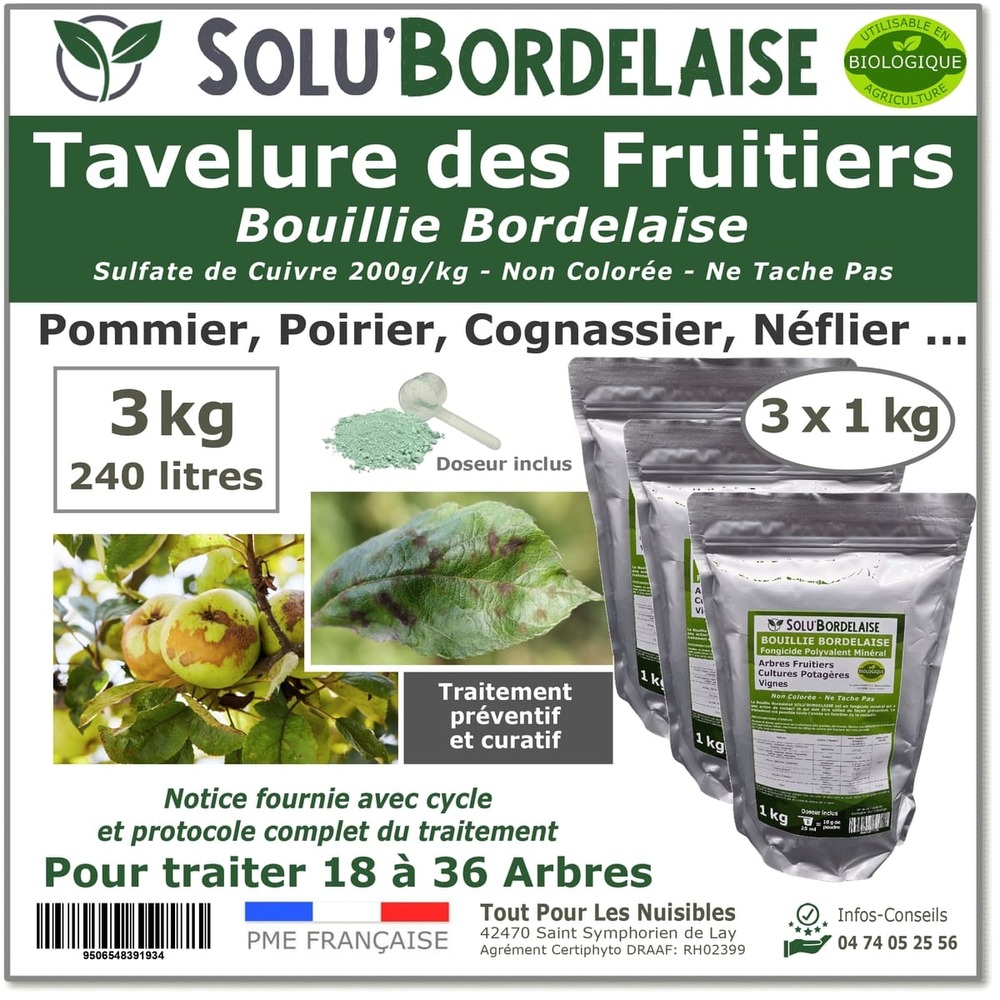 Solu'bordelaise - tavelure des fruitiers-3 kg de bouillie bordelaise non colorée