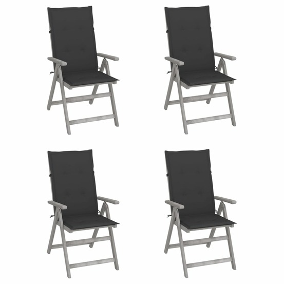 Chaises inclinables de jardin lot de 4 et coussins bois acacia