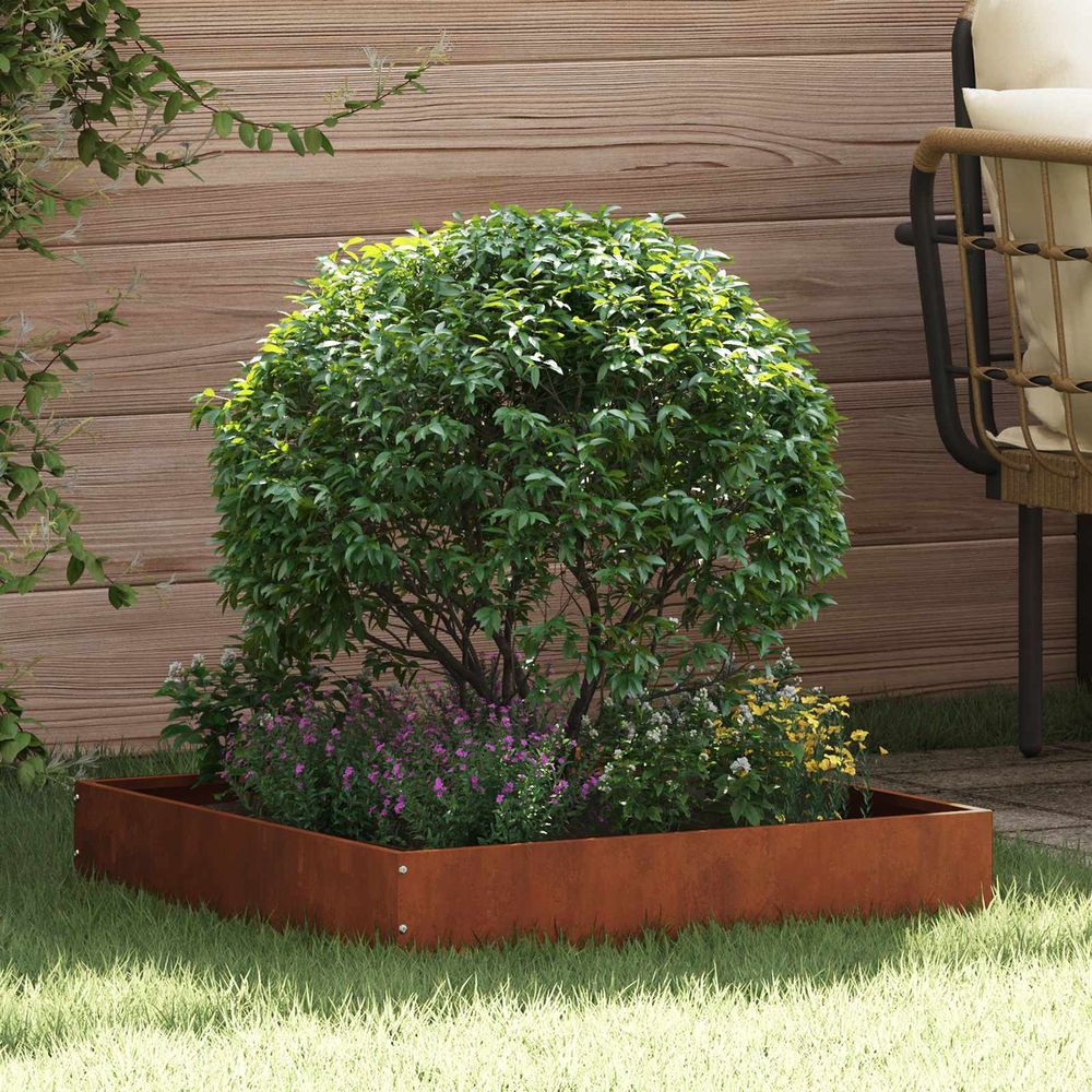Bordure carrée acier patiné aménagement jardin esthétique 60x60cm rouillé 1pc