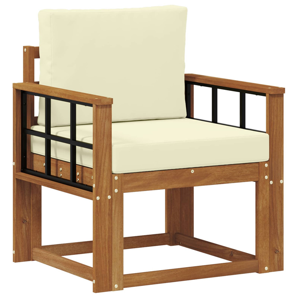 Canapé d’extérieur bois d'acacia massif et polyester naturel