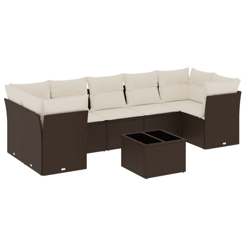 Salon de jardin 8 pcs avec coussins marron résine tressée