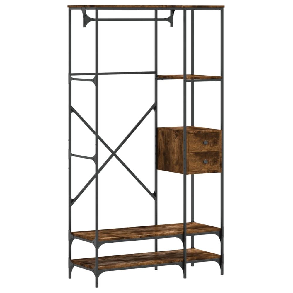 Porte-vêtements avec étagères chêne fumé bois d'ingénierie