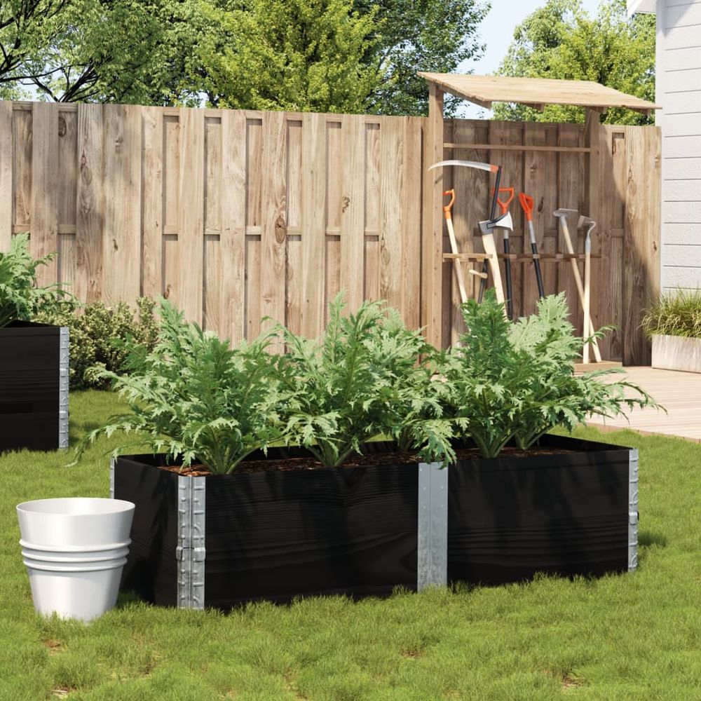 Jardinière noire en bois de pin pour terrasse bac potager surélevé pliable 150x50x41 cm