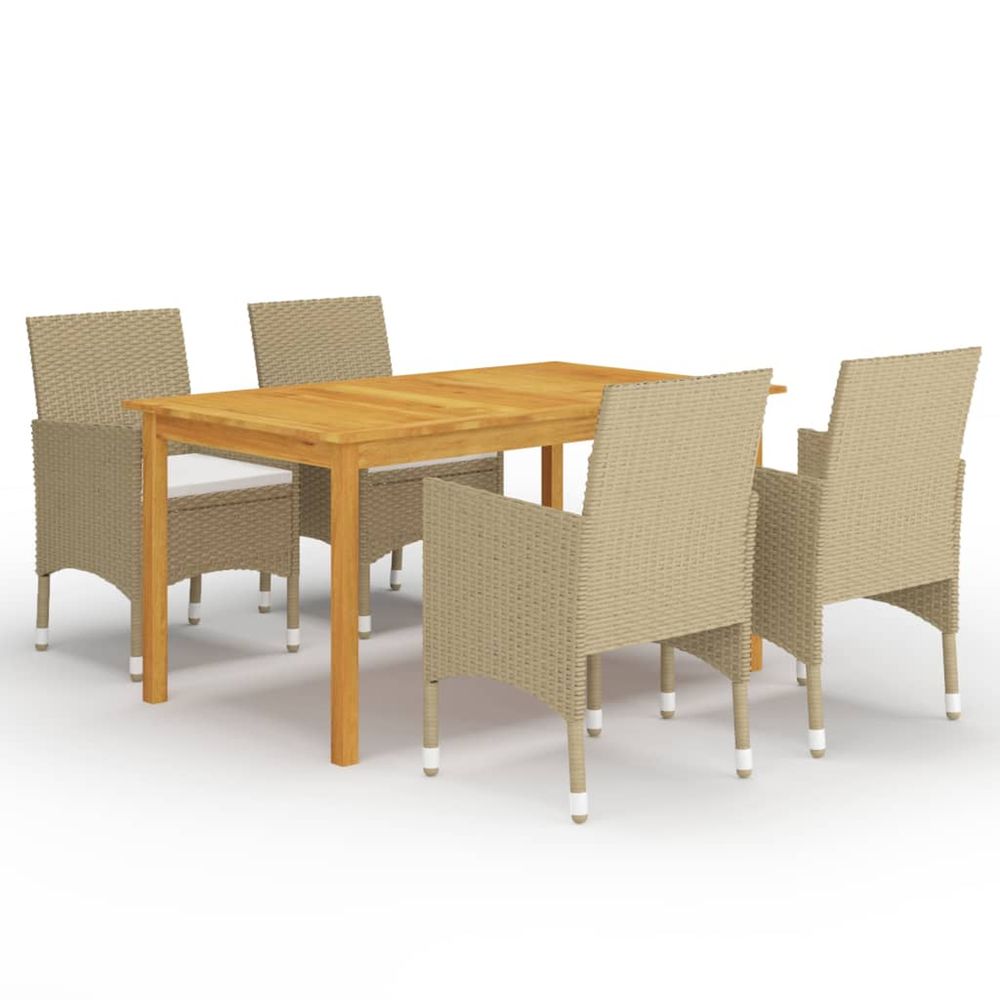 Ensemble à manger de jardin 5 pcs beige