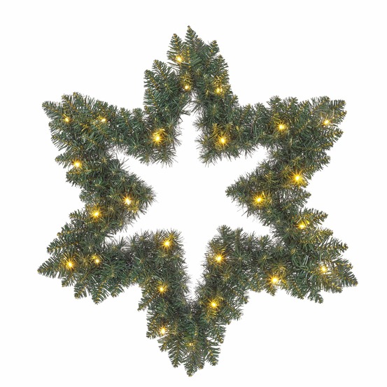 Black box trees couronne de noël étoile avec éclairage led - ø60 cm - vert