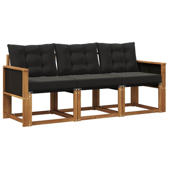 Ensemble de canapés d'extérieur 3 pc naturel et noir