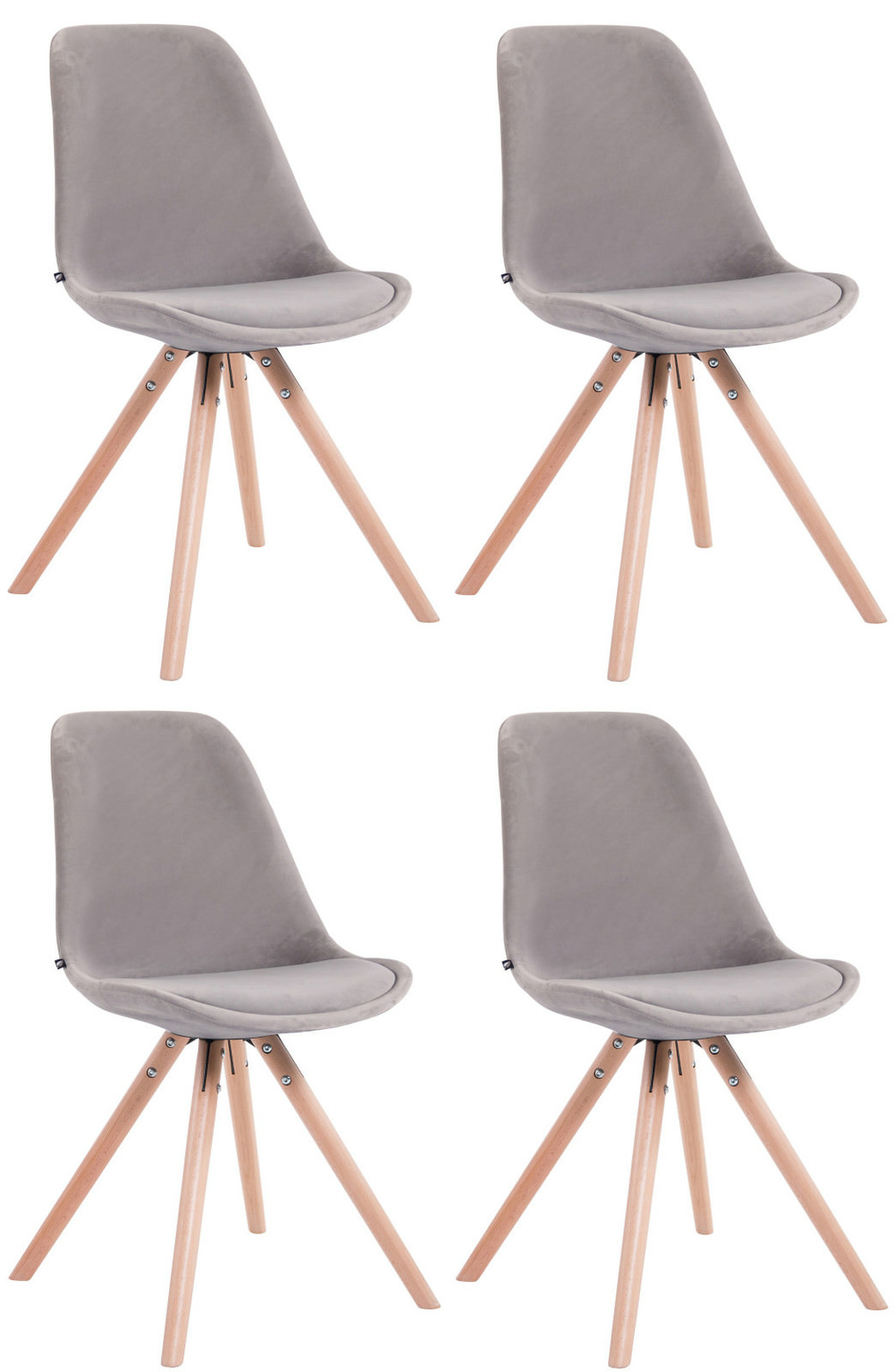 Lot de 4 chaises toulouse velours ronde naturel