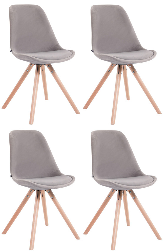 Lot de 4 chaises toulouse velours ronde naturel