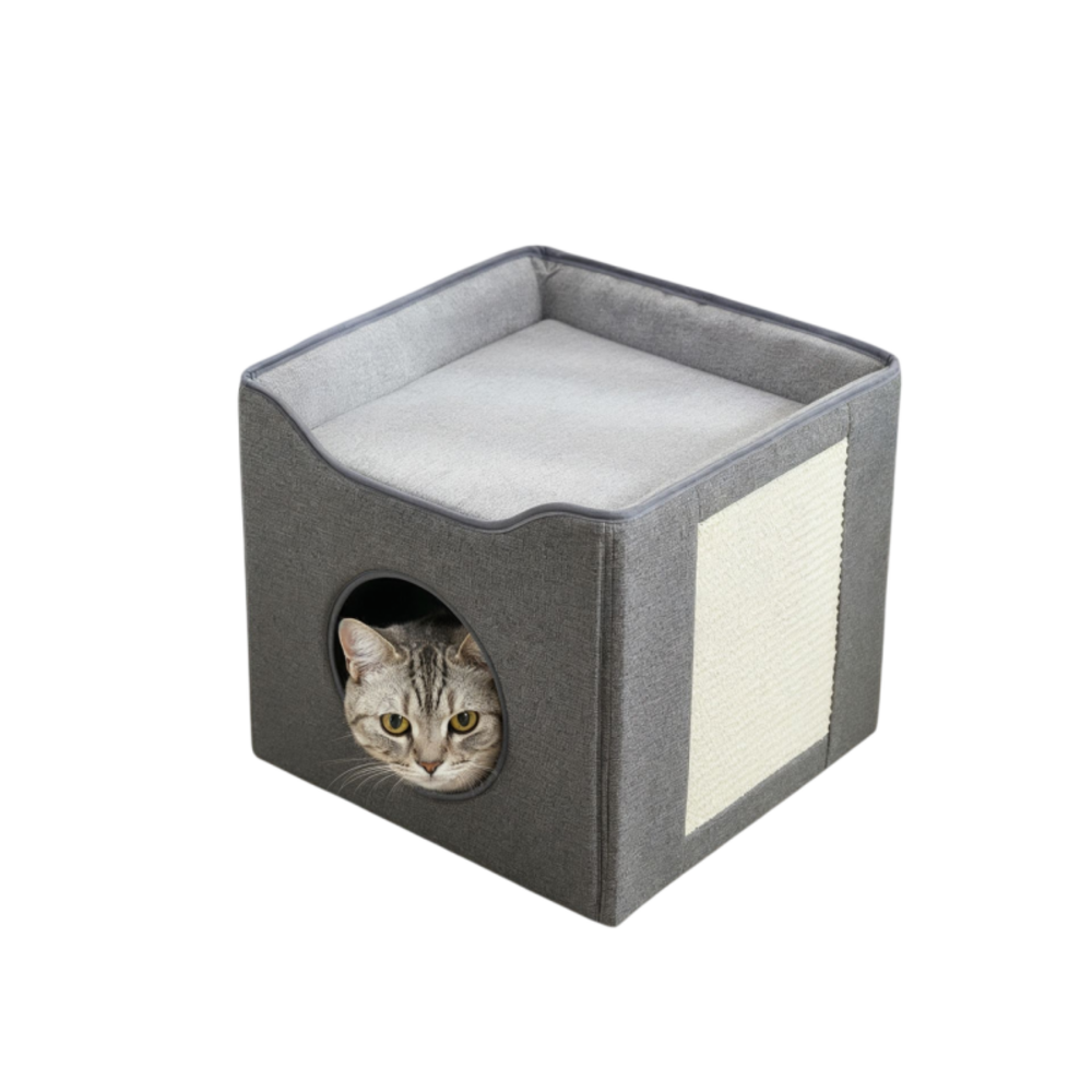 Niche maison pour chat pliable 39x39x36cm gris minka