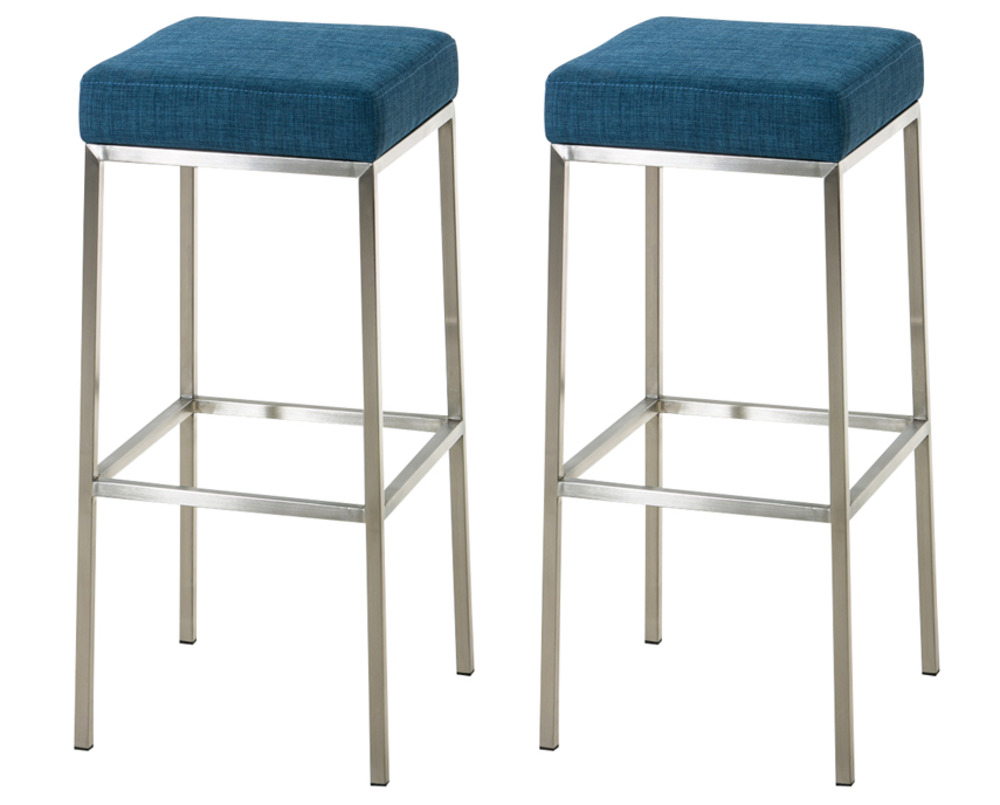 Lot de 2 tabourets de bar montreal 80 tissu inox