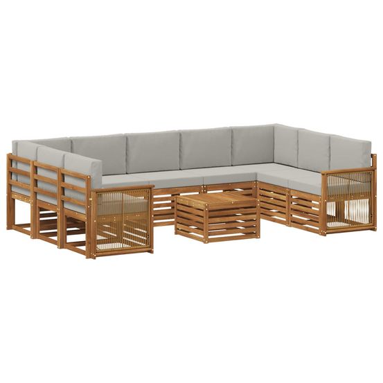 Ensemble de canapés d'extérieur 10 pc naturel et gris clair