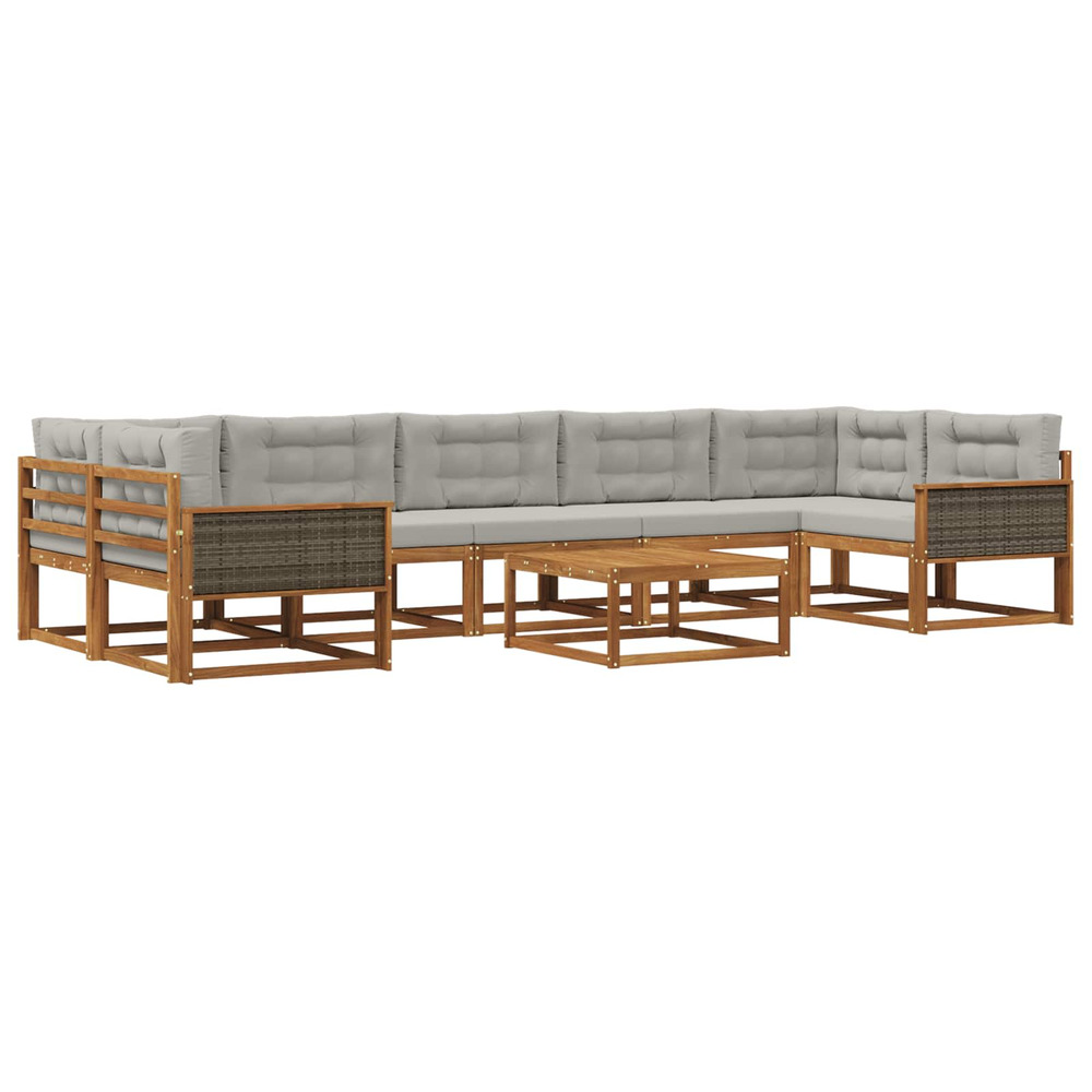 Ensemble de canapés d'extérieur 8 pcs naturel et gris clair