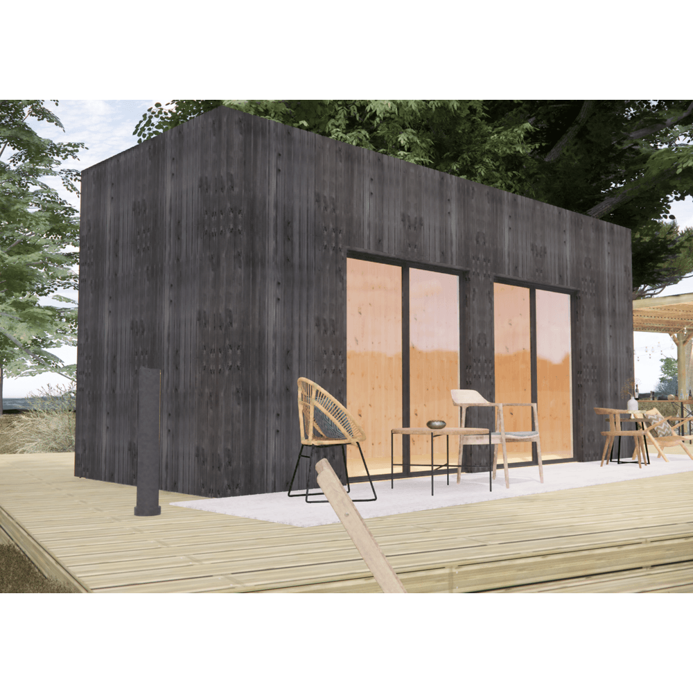 Bureau de jardin 4 saisons en bois 6,6 x 2,4 x 3,2 m / isolation re2020 avec plancher isolé / menuiseries alu k-line