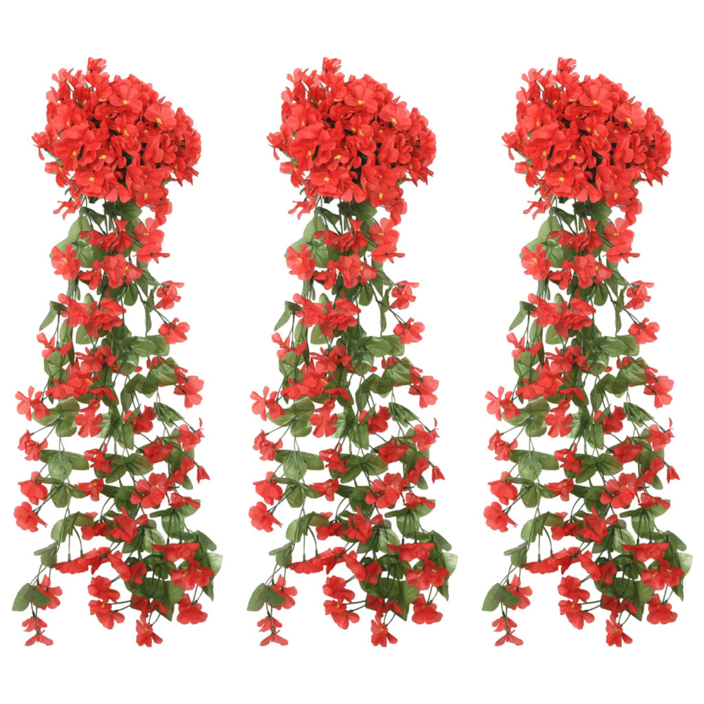 Guirlandes de fleurs de noël 3 pcs rouge 85 cm