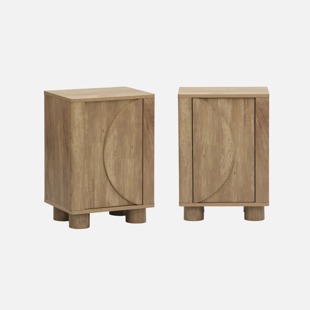 Lot de 2 tables de chevet décor bois 1 porte réversible pondi